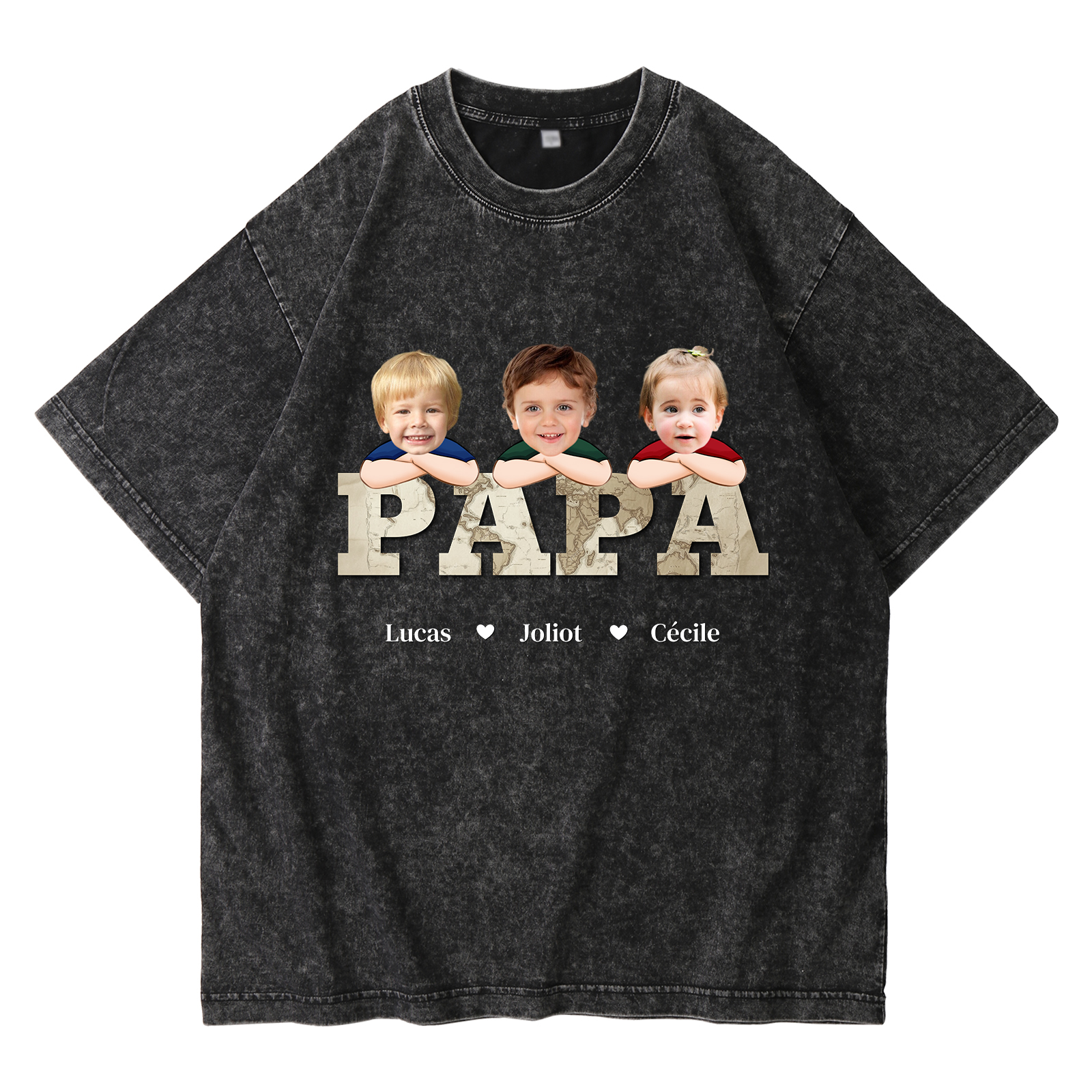 À mon Papi/Papa - T-Shirt Hommes Lion 1-8 Prénoms Personnalisés avec Texte