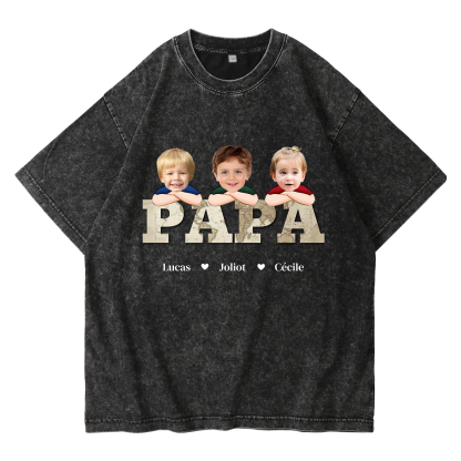 Jessemade FR À mon Papa/Papi - T-Shirt Hommes Lion 1-8 Prénoms Personnalisés avec Texte