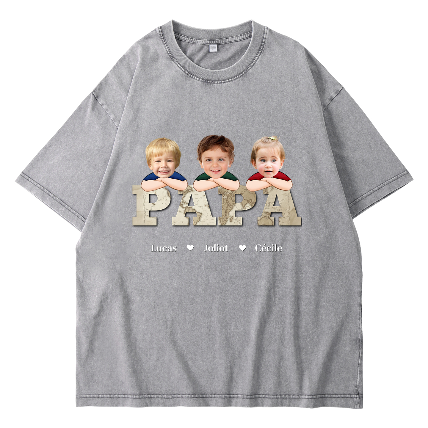 À mon Papi/Papa - T-Shirt Hommes Lion 1-8 Prénoms Personnalisés avec Texte