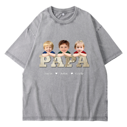 À mon Papi/Papa - T-Shirt Hommes Lion 1-8 Prénoms Personnalisés avec Texte
