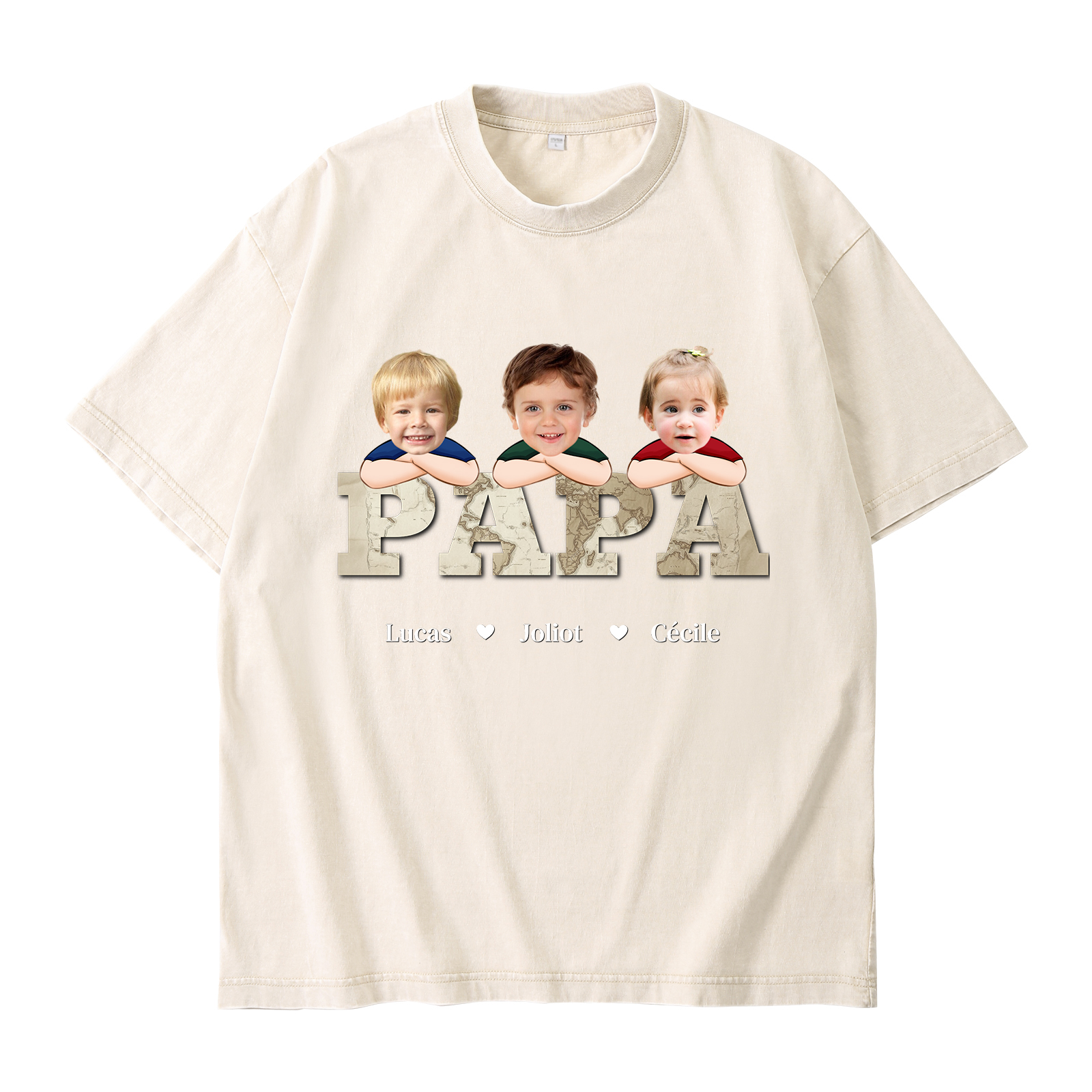 À mon Papi/Papa - T-Shirt Hommes Lion 1-8 Prénoms Personnalisés avec Texte