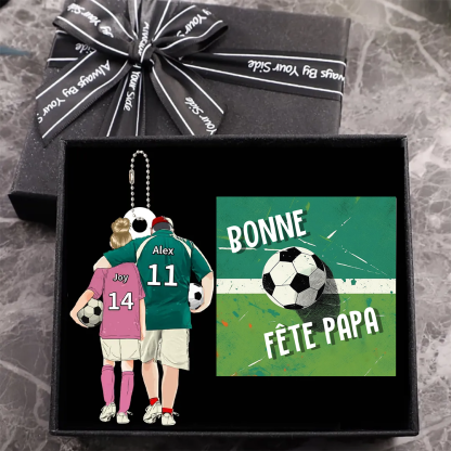 🔥Cadeau Papa - Porte-Clés Acrylique Hommes et Garçons/Filles avec 2 Prénoms Personnalisés Cadeau pour père et enfant  | Jessemade