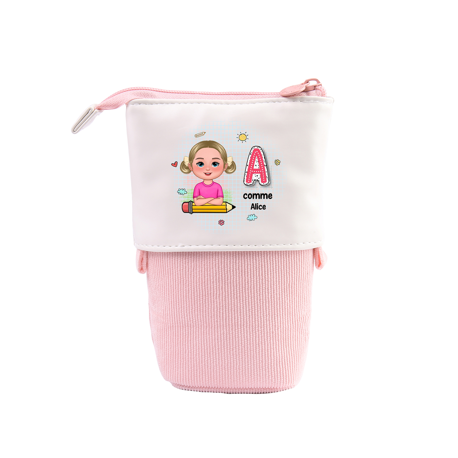 Trousse Personnalisée avec 1 Prénom et 1 Initiale – Cadeau pour Enfants, 4 Couleurs | Jessemade