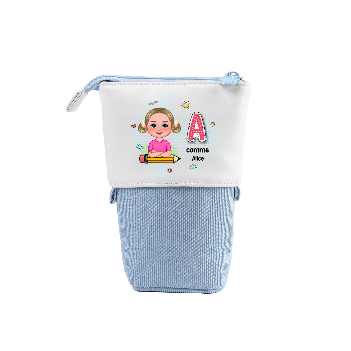 Trousse Personnalisée avec 1 Prénom et 1 Initiale – Cadeau pour Enfants, 4 Couleurs | Jessemade
