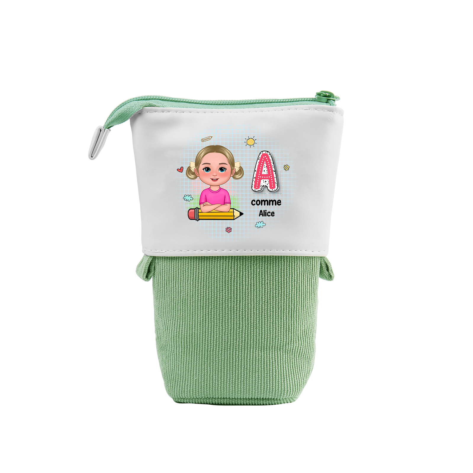 Trousse Personnalisée avec 1 Prénom et 1 Initiale – Cadeau pour Enfants, 4 Couleurs | Jessemade