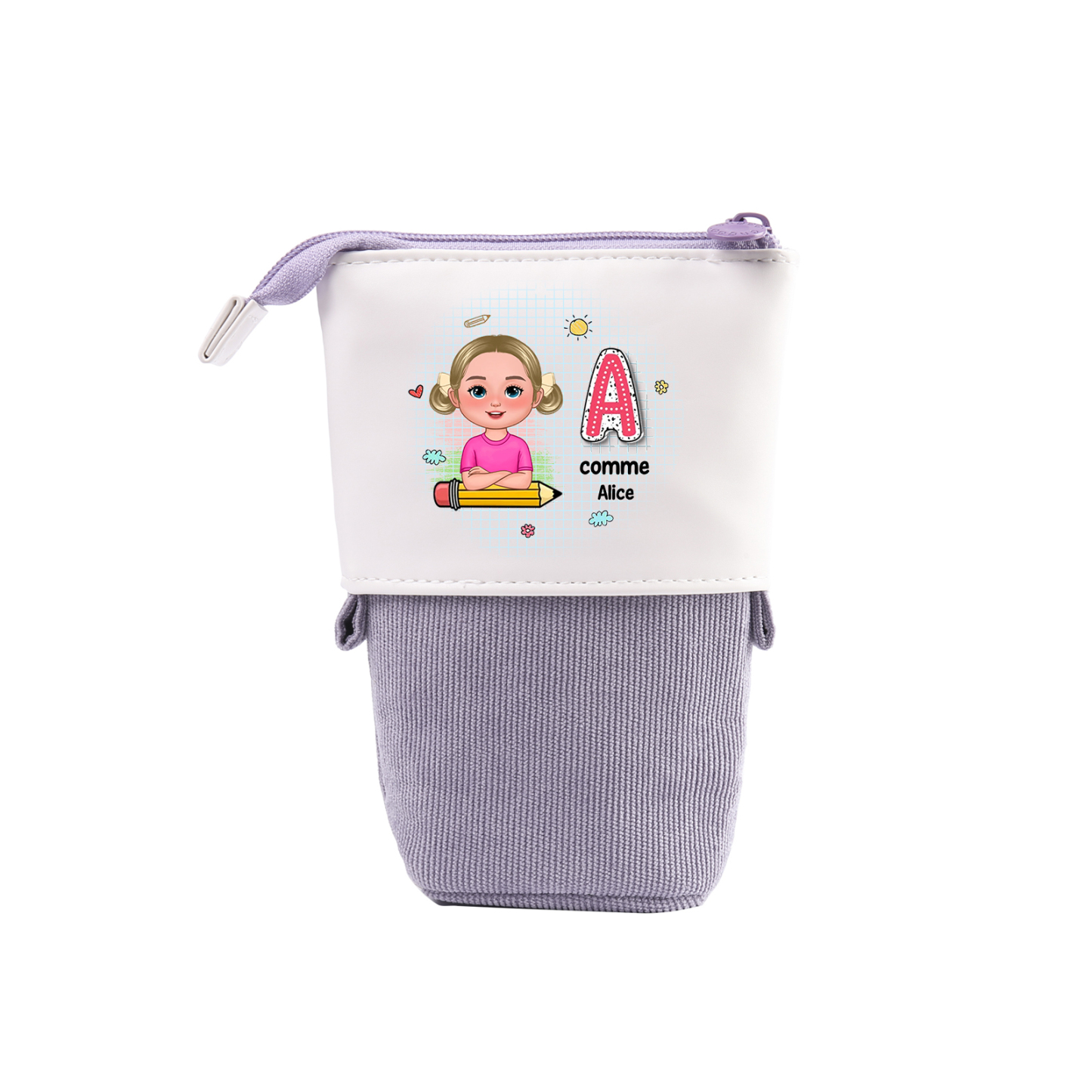 Trousse Personnalisée avec 1 Prénom et 1 Initiale – Cadeau pour Enfants, 4 Couleurs | Jessemade