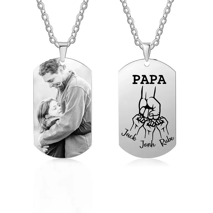 À mon Papa - Collier Personnalisé avec 1-5 Prénoms et 1 Photo｜Jessemade