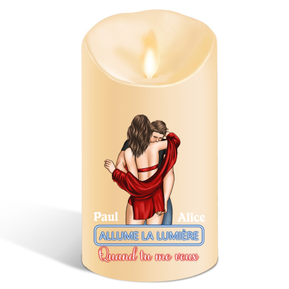 Bougie Électronique Couple 2 prénoms Personnalisés avec Texte Cadeau pour couple saint-valentin | Jessemade