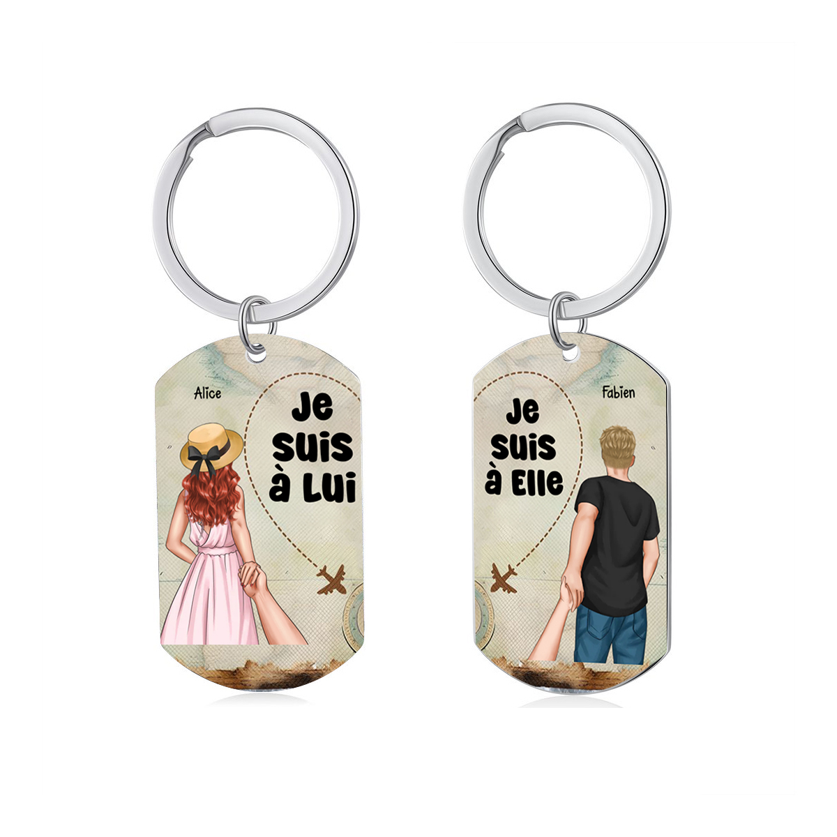 Porte-Clés Personnalisés avec 2 Prénoms Porte-Clés Personnalisables pour Couple | Jessemade
