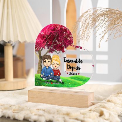 Lampe de chevet LED 2 prénoms personnalisés avec texte amoureux | Jessemade