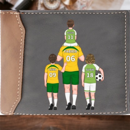 Portefeuille Personnalisé 1-8 Enfants et Prénoms Porte-Monnaie Carte en Cuir PU pour Homme | Jessemade