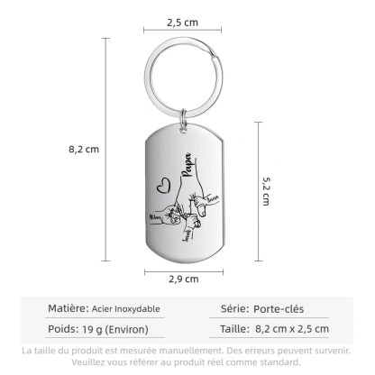 À Mon Papa - Porte-Clés la Main dans la Main 1-4 Noms Personnalisé Avec Coffret | Jessemade