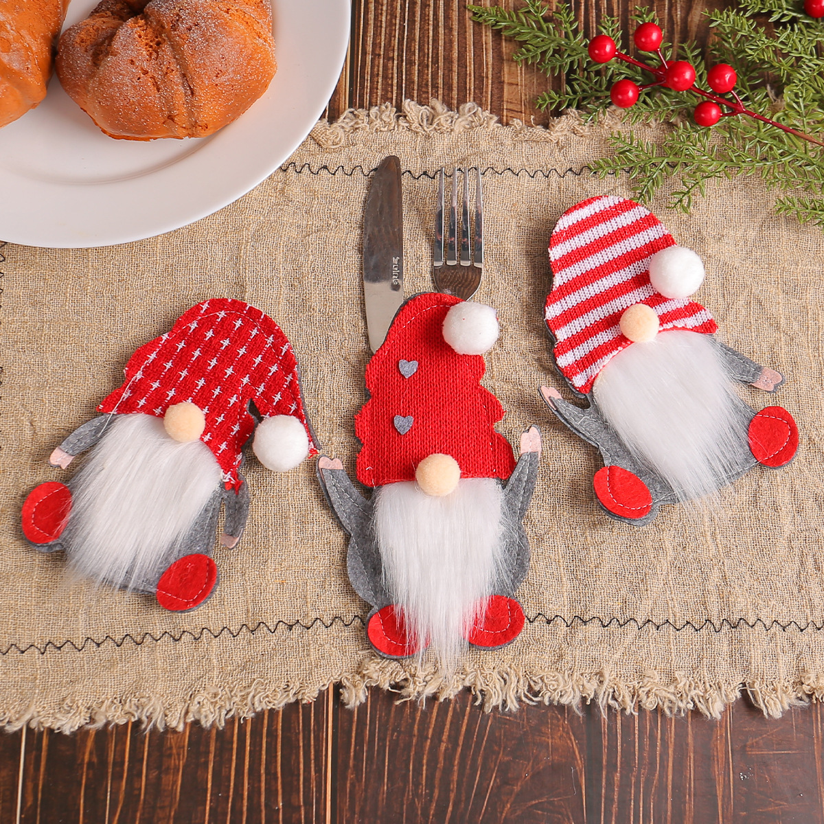 Couvre-Couteaux et Fourchettes Gnomes de Noël Cadeau pour famille | Jessemade
