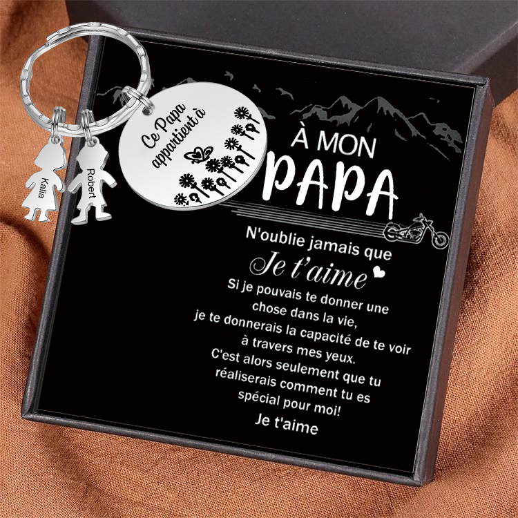 À Mon Papa - 1-5 Noms Porte-Clés Personnalisés Avec Breloques Enfants