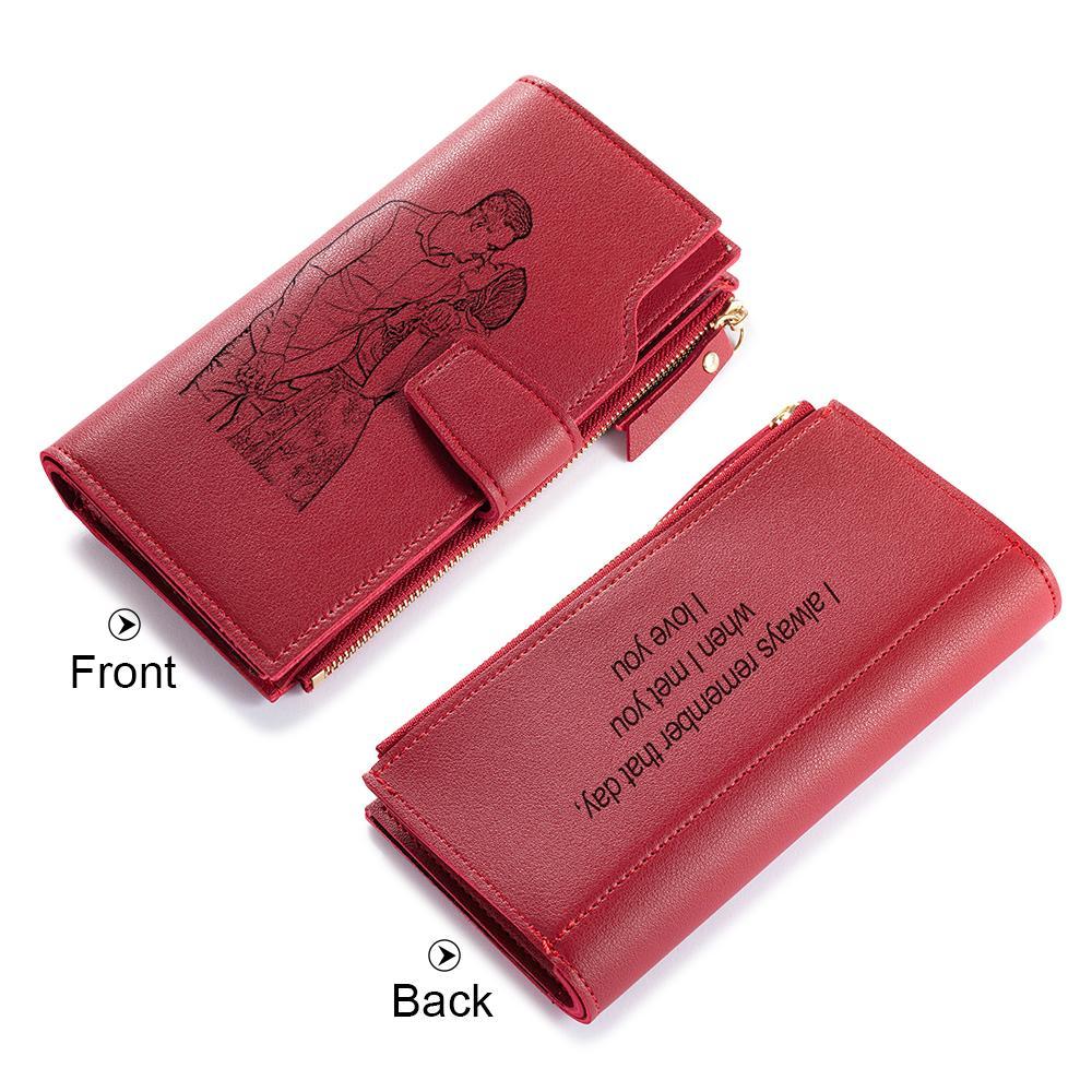 Portefeuille Photo Personnalisé 3 couleurs Classique femme Porte-Monnaie Carte Cadeau pour femme