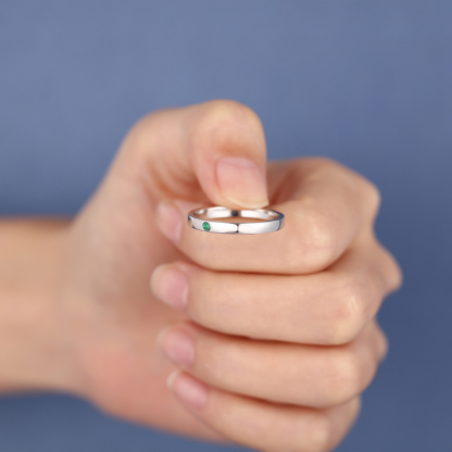 Bague Prénom Personnalisé avec 1 Pierre de Naissance