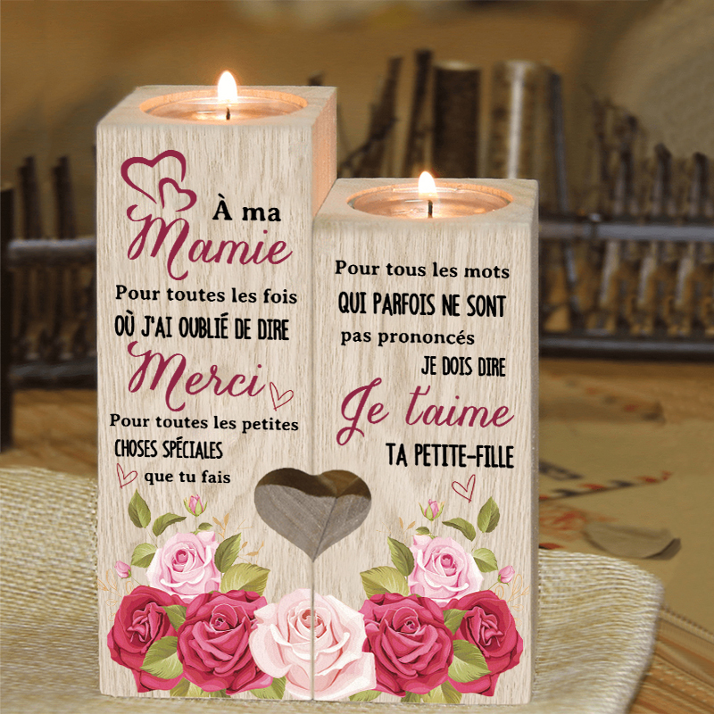 À Ma Mamie - Bougeoir en Bois sans bougie cadeau de Petite-Fille pour Mamie