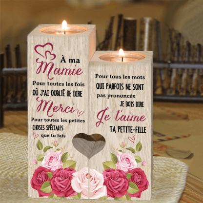 À Ma Mamie - Bougeoir en Bois sans bougie cadeau de Petite-Fille pour Mamie