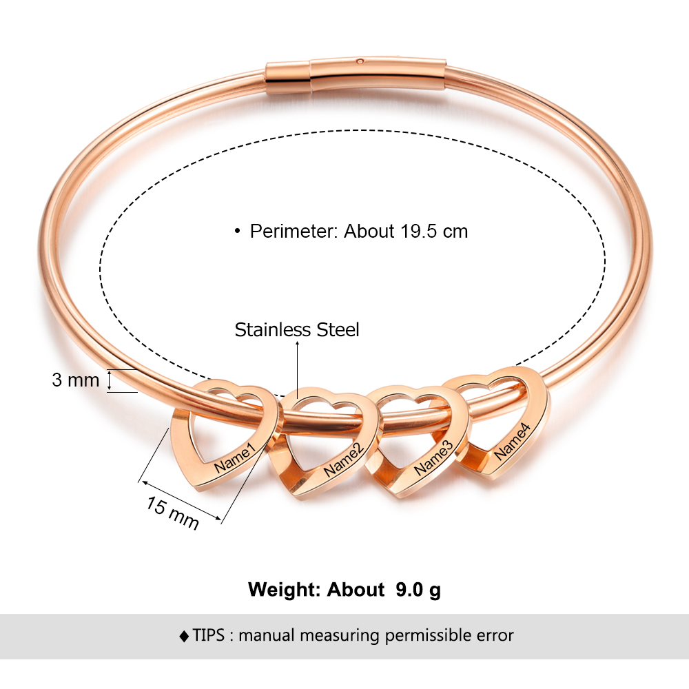 Bracelet 4 Prénoms Ou Textes Gravés Bracelet Personnalisé