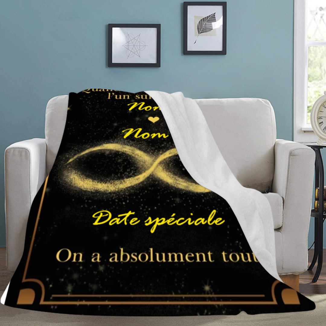 Couverture plaids polaire amour 2 Prénoms Personnalisé avec date | Jessemade