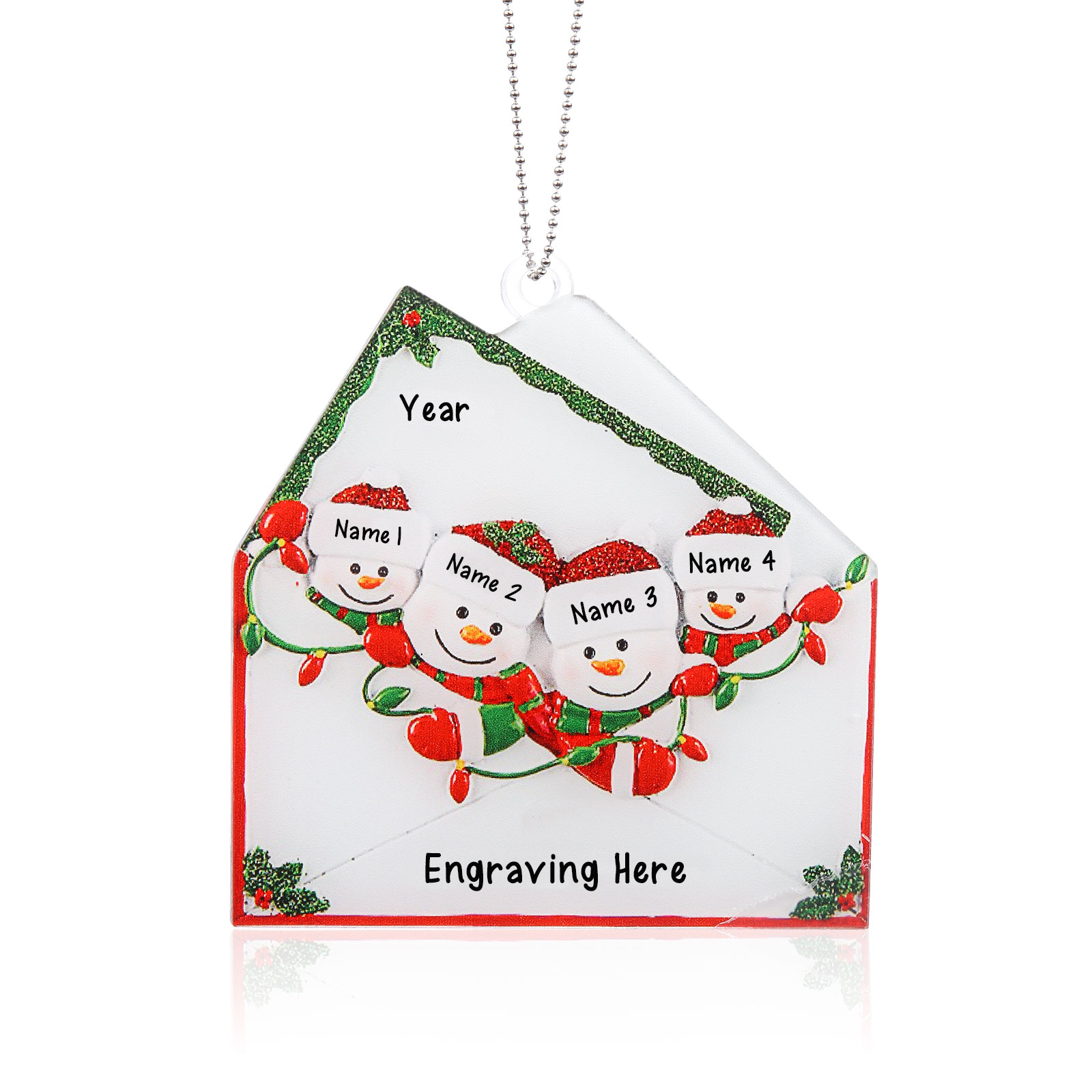 2-6 Noms Ornements de Noël Acrylique Personnalisés avec Texte et Année Bonhomme de neige