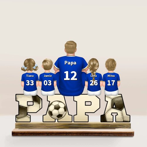 À mon Papa/Papi - Décoration en bois 1-4 Prénoms Personnalisés Football Ornement | Jessemade