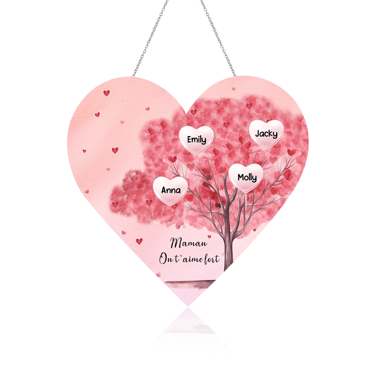 À Maman/Mamie - Veilleuse Cœur Arbre Décoration 4 Prénoms Personnalisés avec 1 Texte