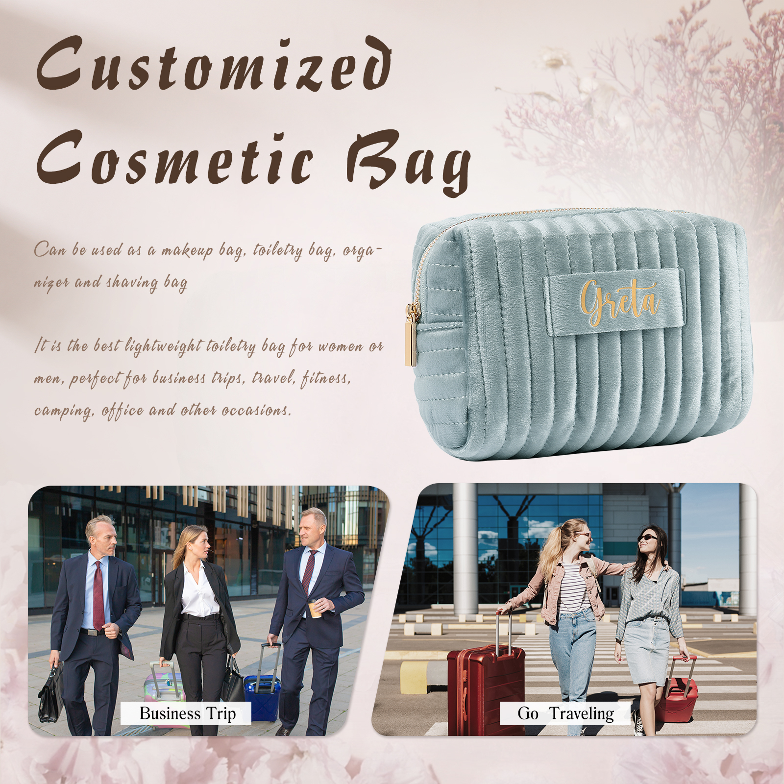 Trousse De Maquillage 1 Prénom Personnalisé Sac De Maquillage À Capacité Élevée Pour Femmes