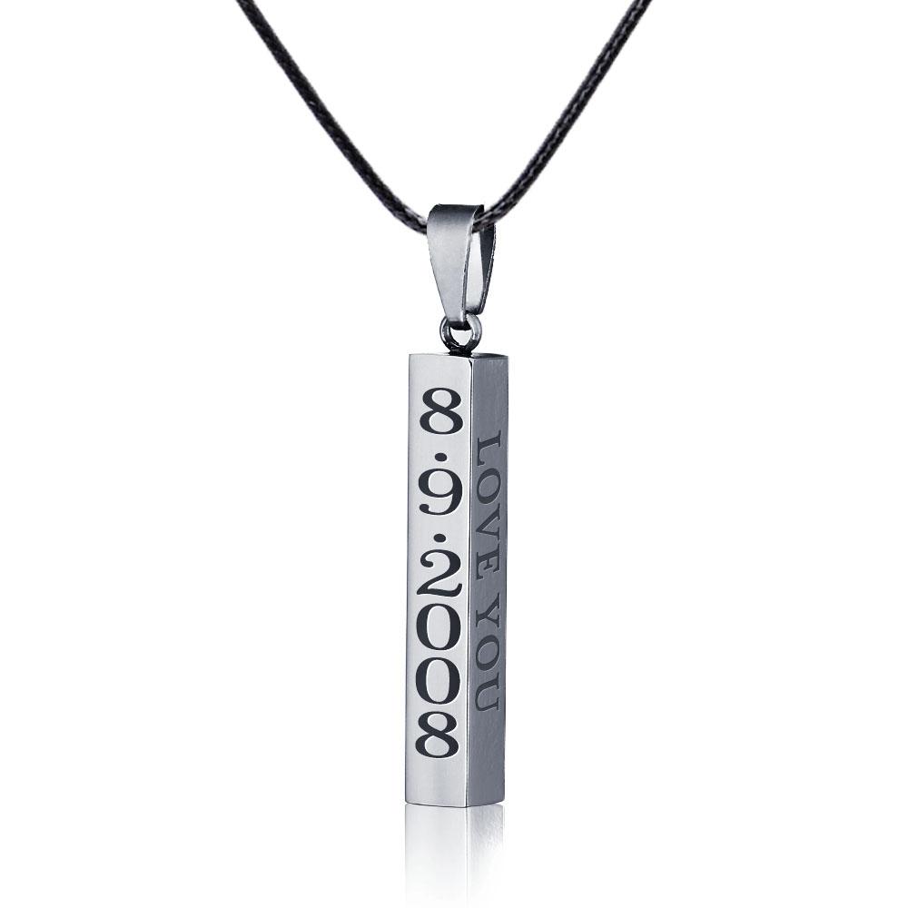 Collier de barre verticale Collier Personnalisé à 4 Côtés pour Homme｜Jessemade