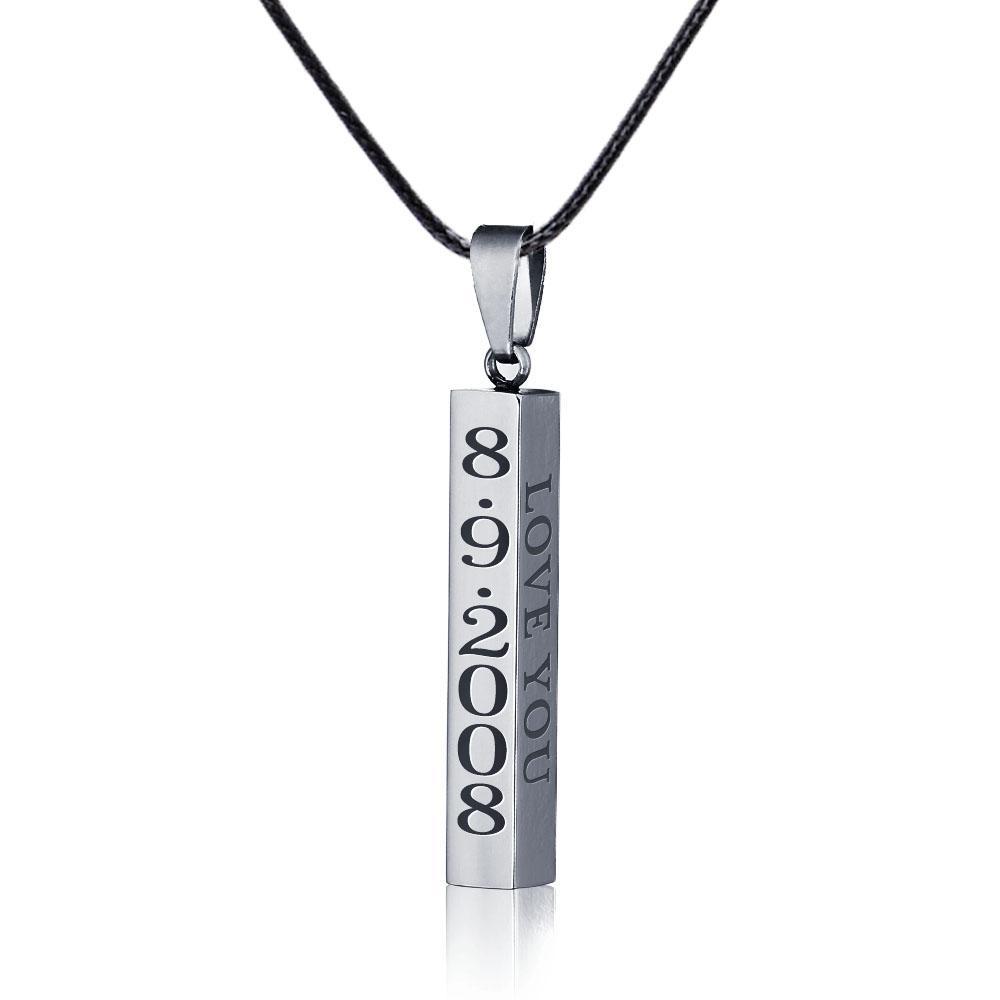 À Mon Fils-Collier de barre verticale personnalisé à 4 côtés Collier Homme