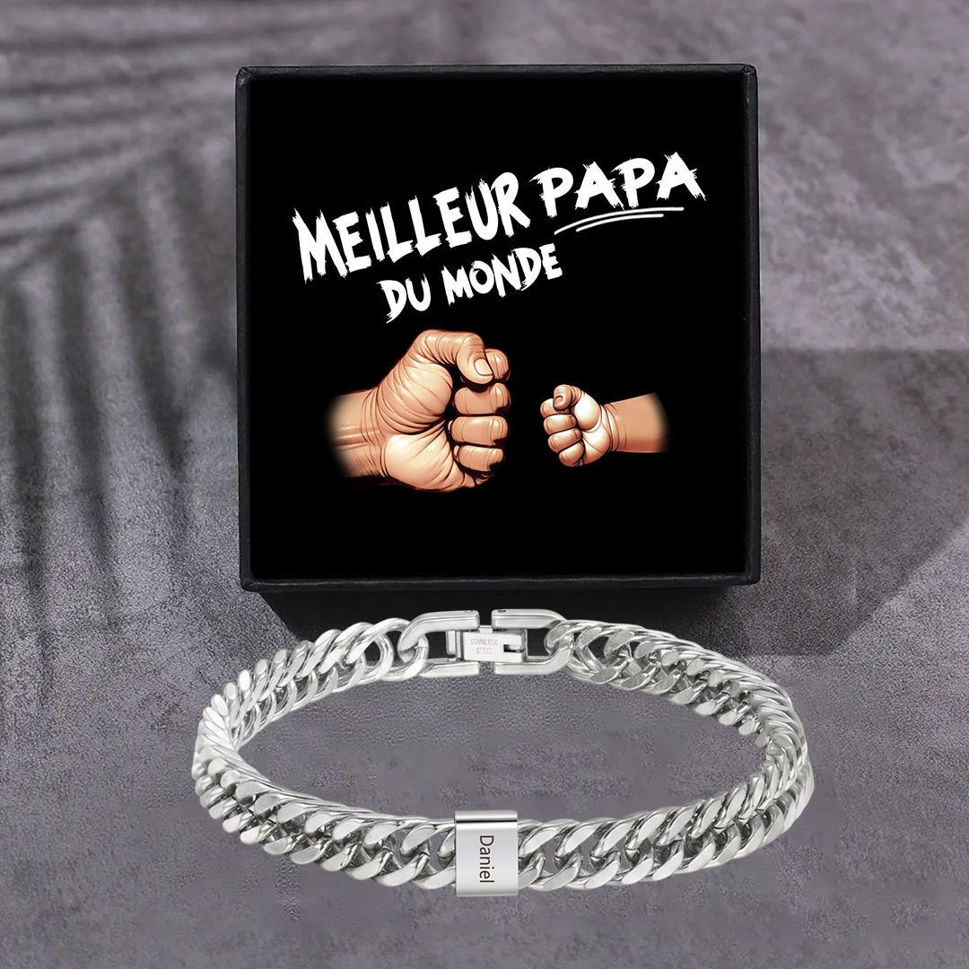 Bracelet papa personnalisé 2–6 prénoms en acier | Jessemade