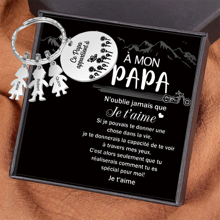 À Mon Papa - 1-5 Noms Porte-Clés Personnalisés Avec Breloques Enfants