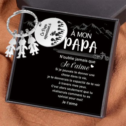 À Mon Papa - 1-5 Noms Porte-Clés Personnalisés Avec Breloques Enfants
