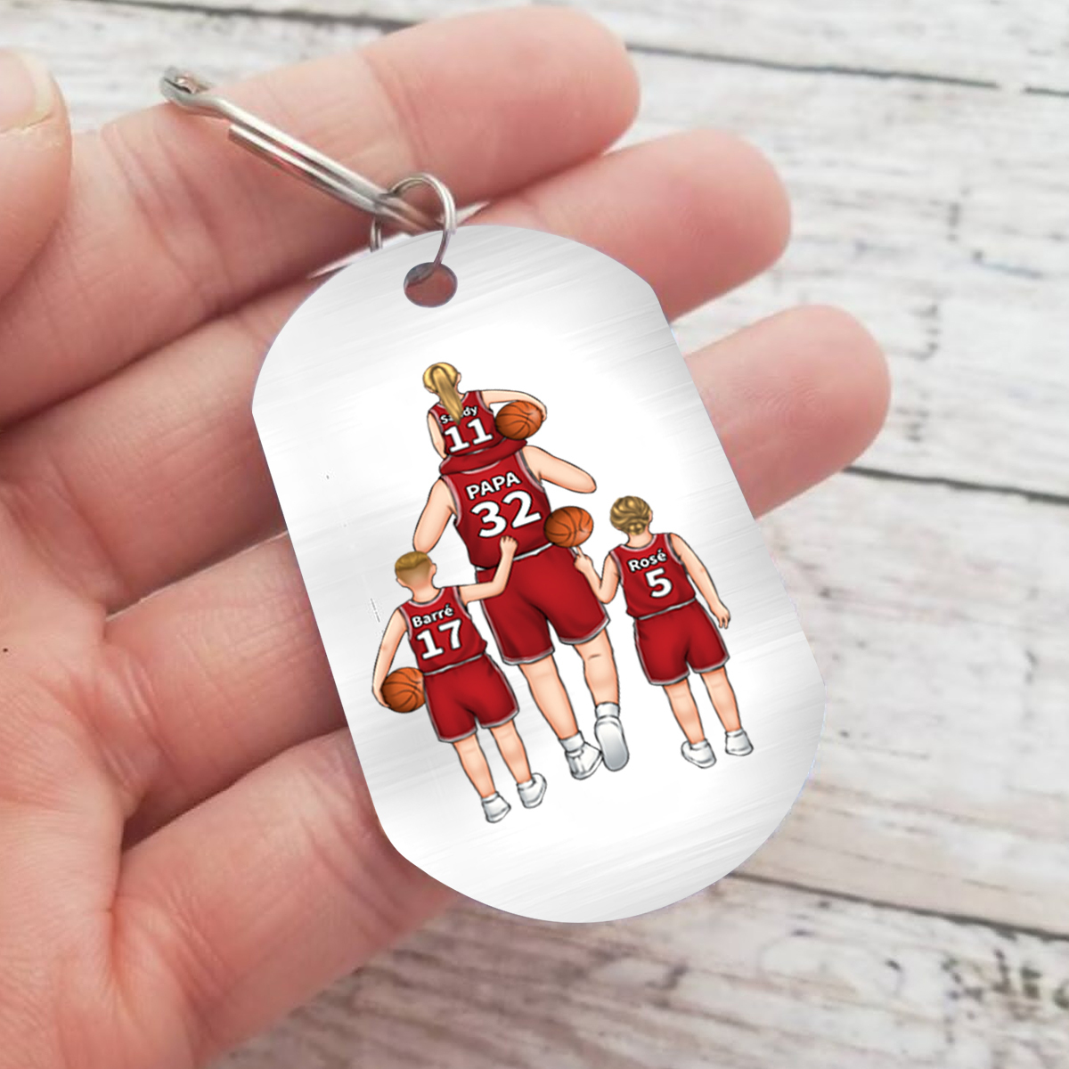 À mon Papa - Porte-Clés Famille de Basket-Ball 2-5 Prénoms Personnalisés | Jessemade