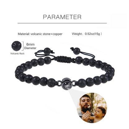 Bracelet Volcanique avec Photo Personnalisée Bracelet Photo Projection｜Jessemade