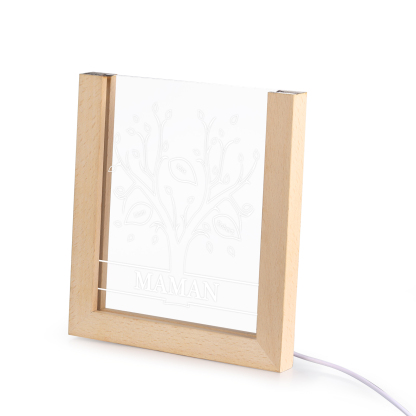 À Maman/Mamie - Lampe de chevet LED Arbre 3 Prénoms Personnalisés avec 1 Texte