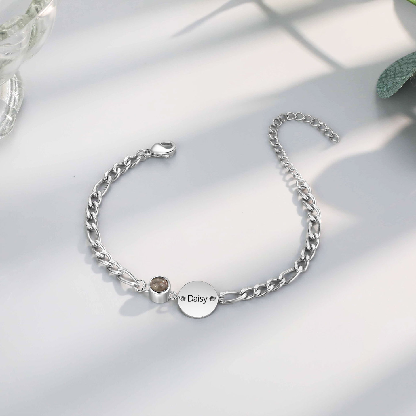 Bracelet Projection de Pierres avec Prénom et Photo Personnalisés