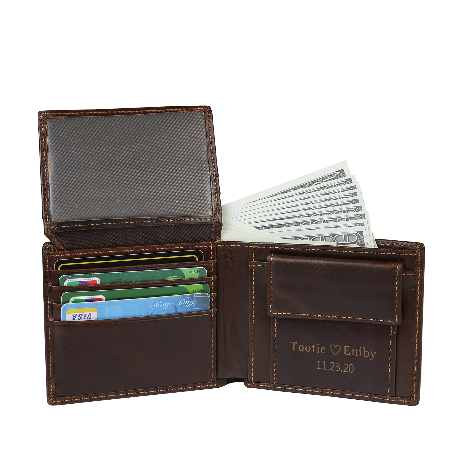 Portefeuille 1 Prénom Personnalisé avec Lettre et Texte Classique Homme Porte-Monnaie Carte