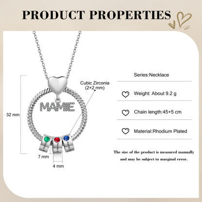 À ma Mamie - Collier Personnalisé 3 Prénoms et Pierre de naissance Or/Argent｜Jessemade