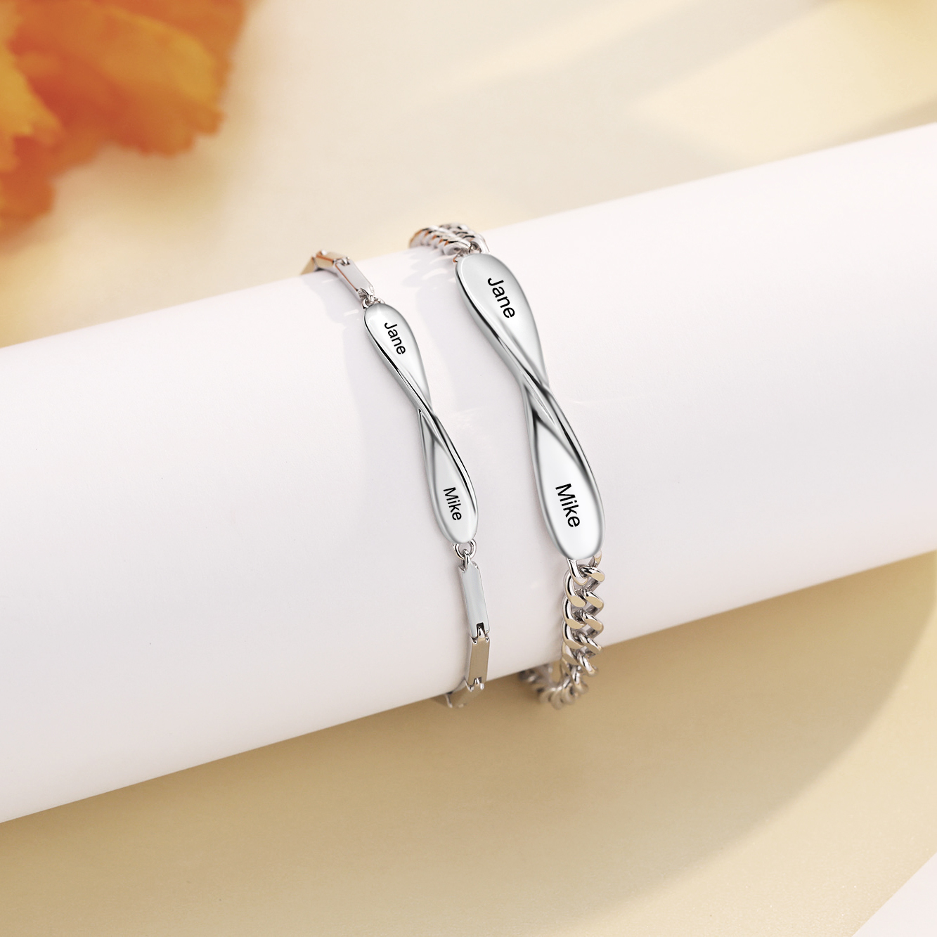 Bracelet couple 2PCS avec 2 Prénoms Personnalisé bracelet en commun