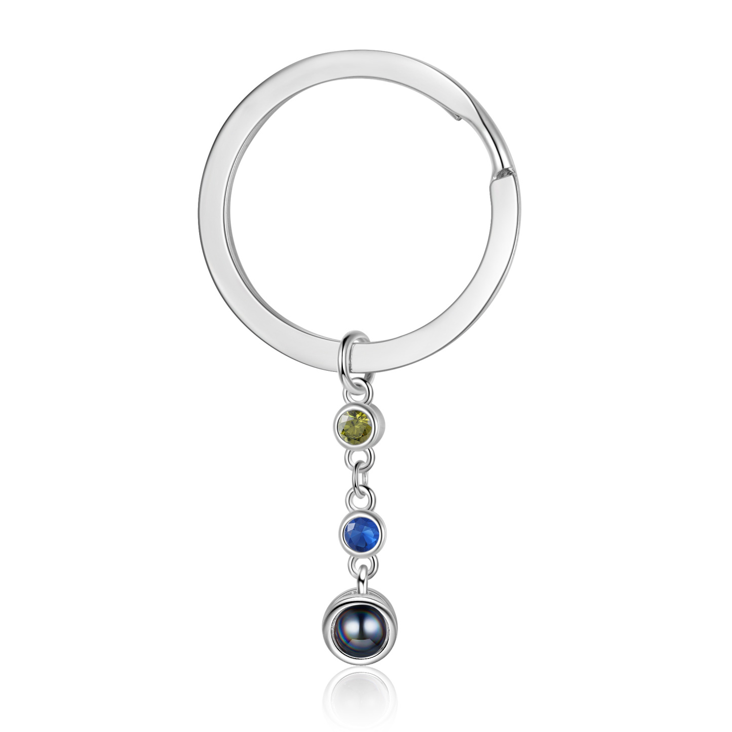 Porte-Clés de Projection Photo Personnalisée 2 Pierres de Naissance | Jessemade
