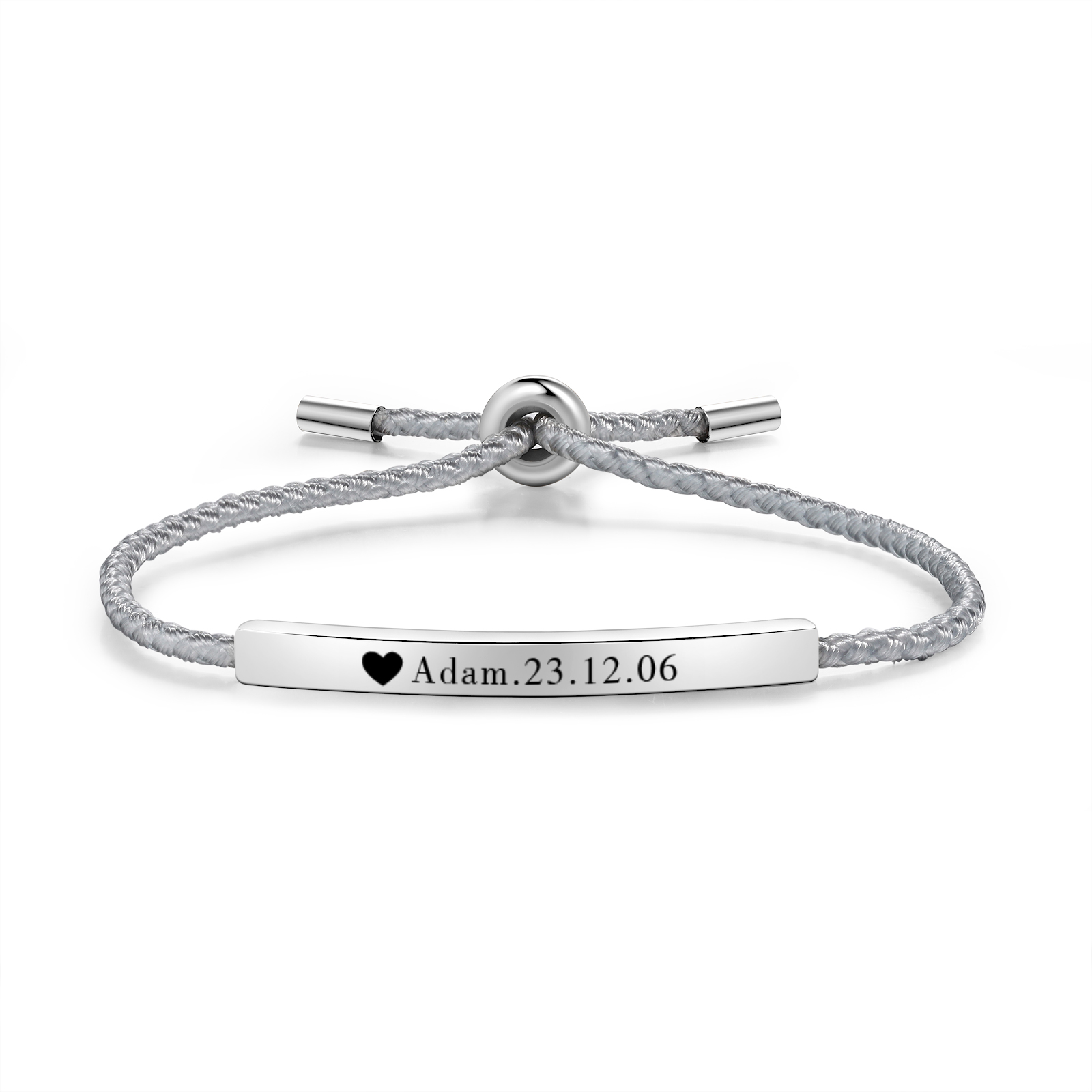 Bracelet 1 Prénom et Date Personnalisés pour Couple