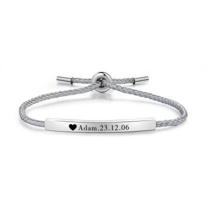 Bracelet 1 Prénom et Date Personnalisés pour Couple
