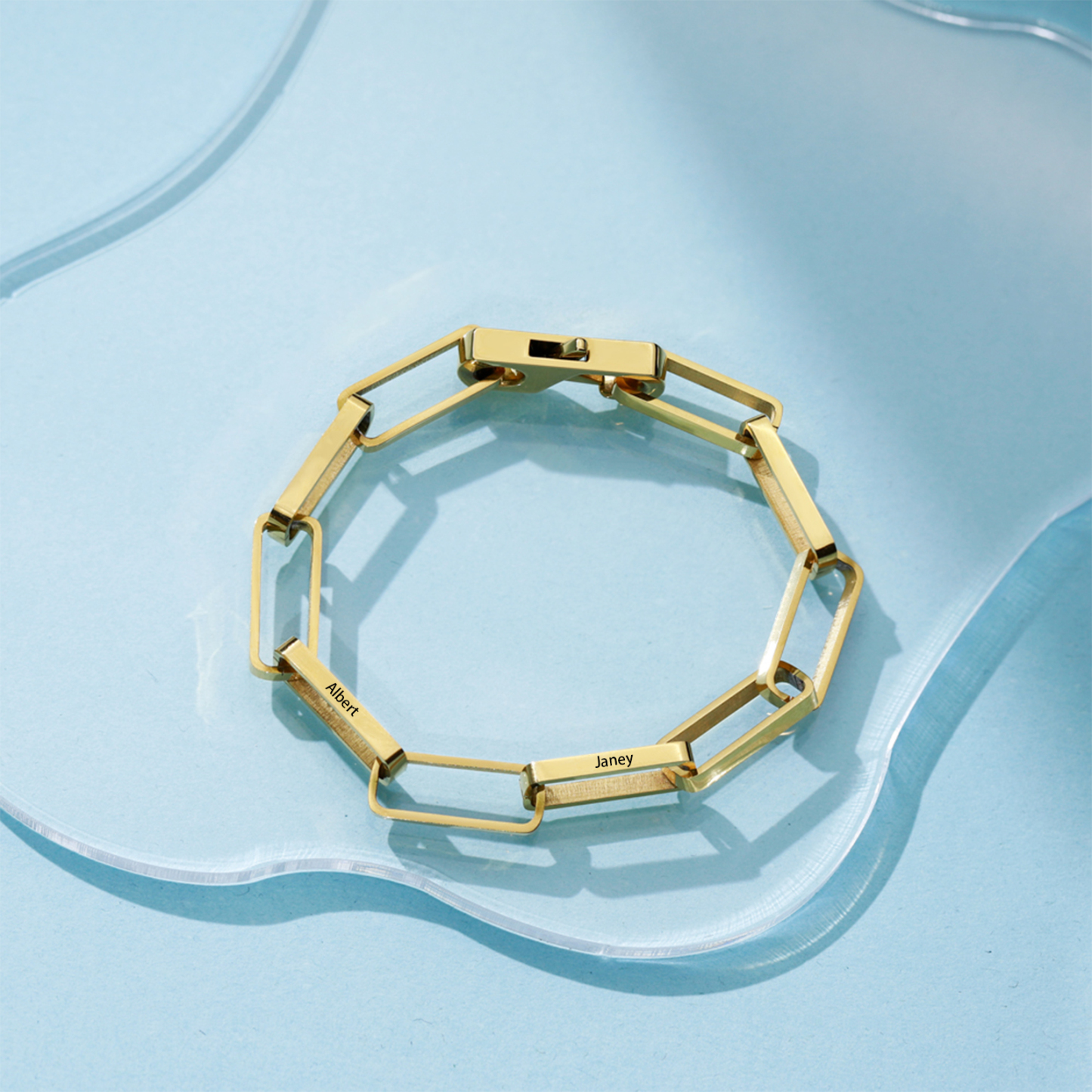 Bracelet chaîne maillons 2 Prénoms Personnalisés pour Hommes