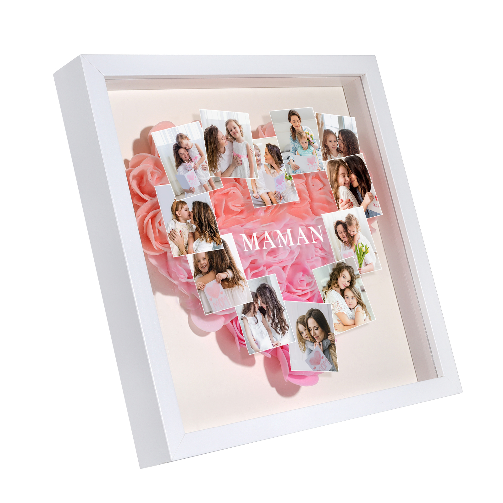 À ma Maman - Cadre Panneau de densité 12 Photos et 1 Texte Personnalisés Ornements Floral pour Famille