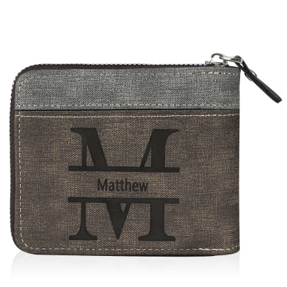 Portefeuille Classique 1 Prénom et Lettre Personnalisés avec Photo Porte-Monnaie Carte