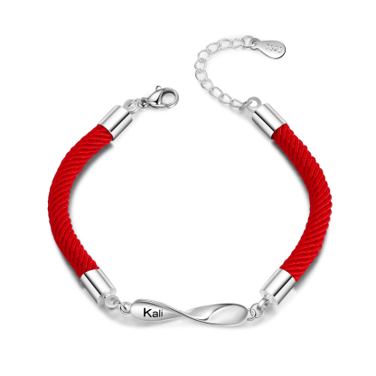 2PCS Bracelet Roped 2 Prénoms Personnalisés pour Couple cadeau Saint Valentin