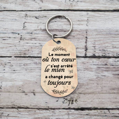 Porte-Clés Commémoratif 1 Prénom et Photo Personnalisés Le moment où ton coeur s'est arrêté le mien a changé pour toujours