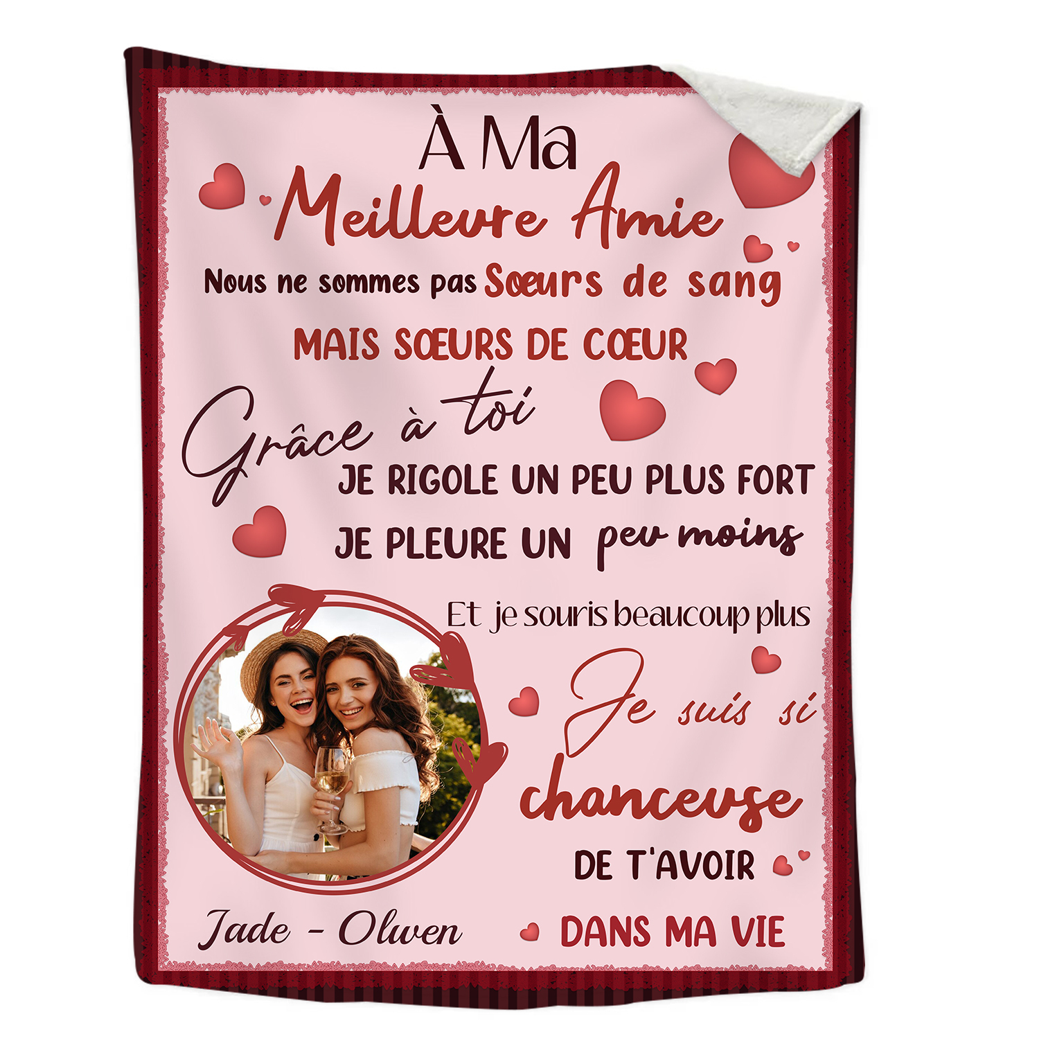 À ma Meilleure Amie - Couverture Plaids Polaire 2 Prénoms Personnalisés avec Photo
