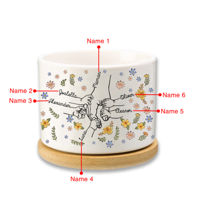 Vase/Pot de Fleurs la main dans la main 6 Prénoms Personnalisés Décoration de la Maison (sans plantes)